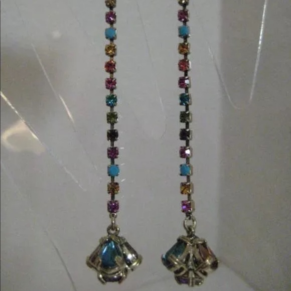 Betsey Johnson Multi-color Cluster Long Earrings - Picture 2 of 6